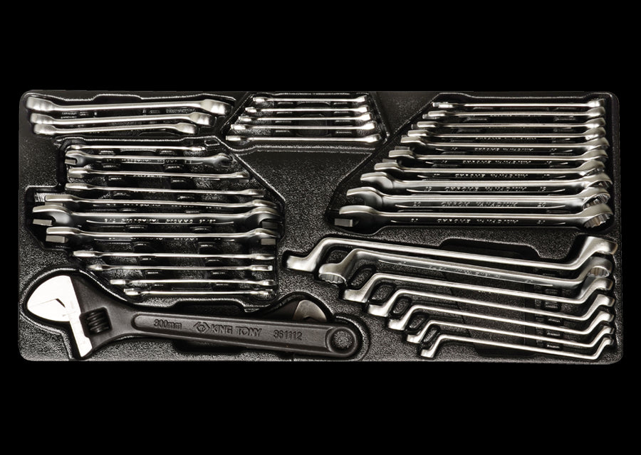 KING TONY Profi-Werkzeuge - Schraubenschlüssel-Set-Modul, Zoll und metrisch - 38 tlg. 990138CR