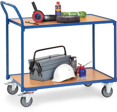 FETRA Tischwagen 2740 mit 2 Ladeflächen, 850x500 mm, 300 kg, blau