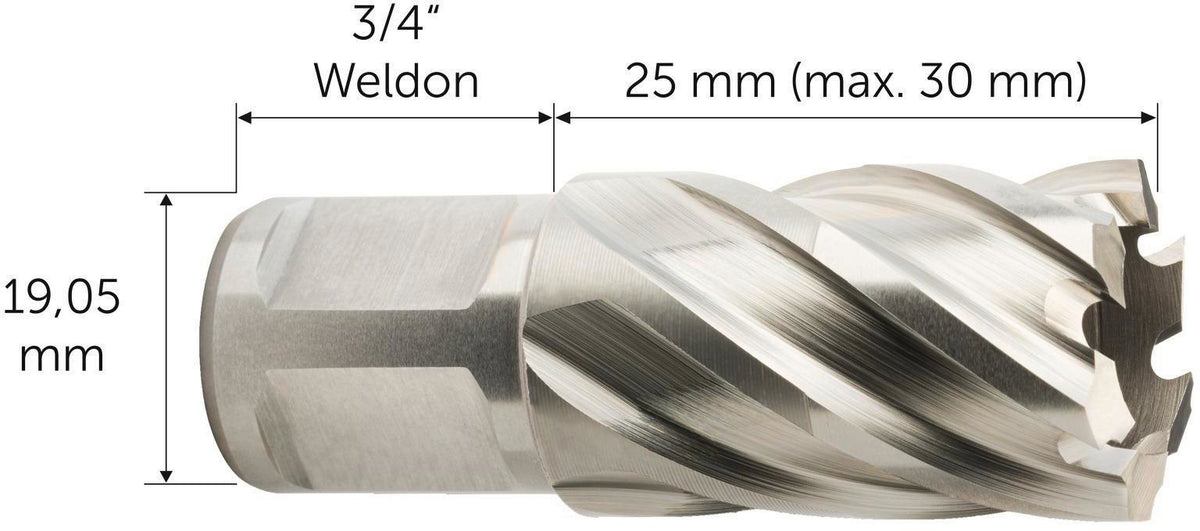 FEIN Kernbohrer NOVA 25 HSS Ø 15 mm, Schnitttiefe 25 mm, Weldonschaft 19 mm