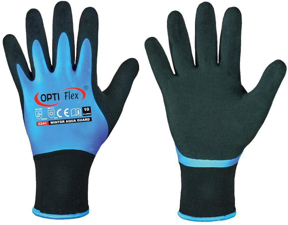 OPTIFLEX Winterhandschuhe Aqua Guard Gr. 8 schwarz/blau – Kälteschutz bis -30 °C, EN 388 & EN 511