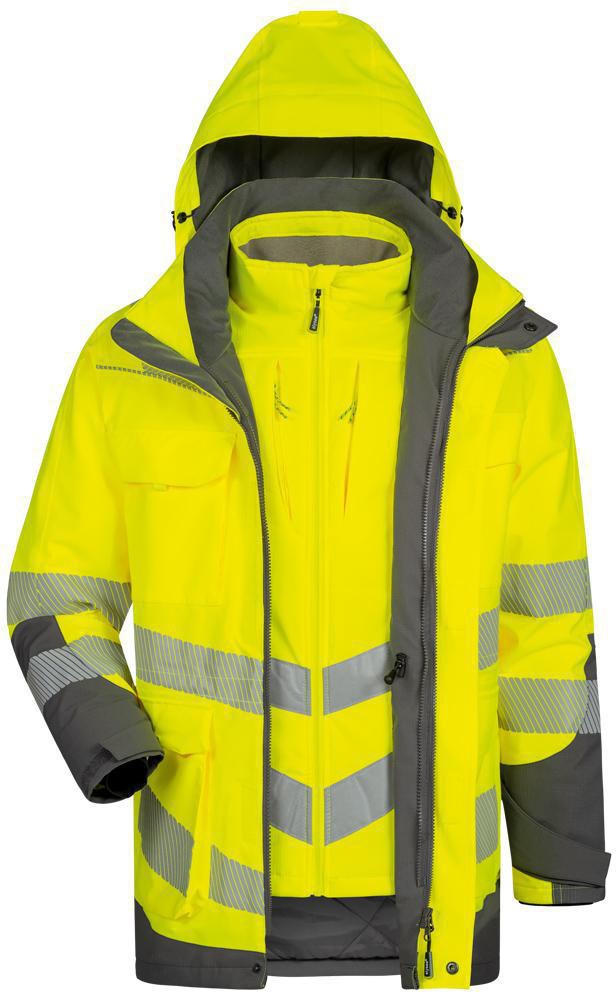 Warnschutzparka ARWID Gr.XXL gelb/grau von ELYSEE – EN ISO 20471 Kl. 3, wasserdicht, atmungsaktiv