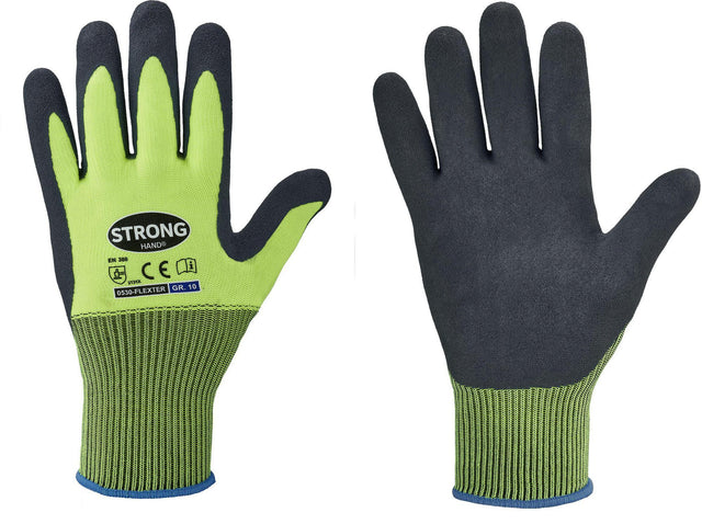 STRONGHAND Handschuhe Flexter Gr.7 neongelb/grau EN 388 PSA II – 12 Paar