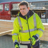 ELYSEE Warnschutz-Softshelljacke LIAM Gr. M – fluoreszierend gelb/marine, EN ISO 20471 Kl. 3