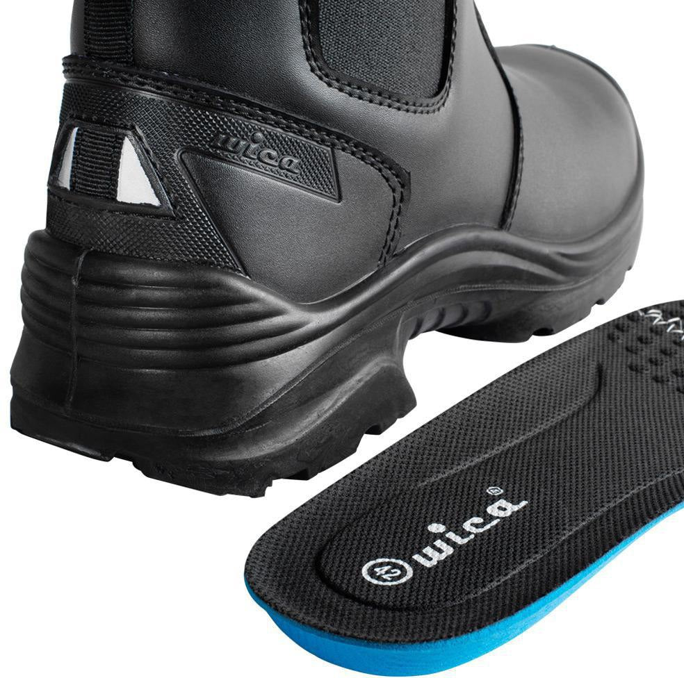 Sicherheitsstiefel MERSEY von WICA – S7 SC FO SR, schwarzes Leder, Gr. 40, Weite 11,5