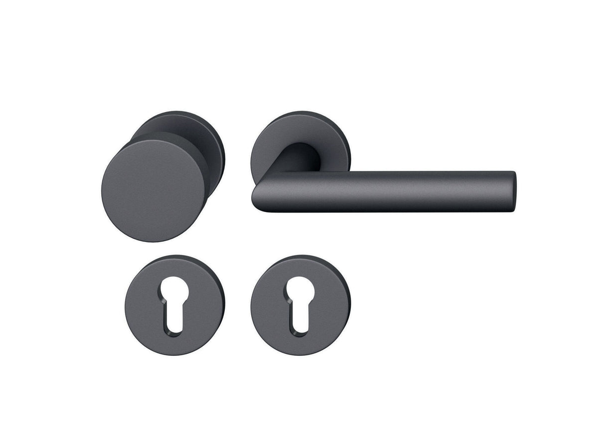 FSB Rosettengarnitur 12 1076 Aluminium 0810 DIN L/R mit Knopf – Wechselgarnitur EN 1906 Klasse 4