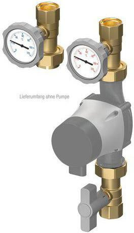 FLAMCO Pumpen-Absperrset C+R 1" – Kugelhähne mit Thermometer & Schwerkraftbremse