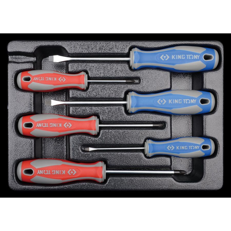KING TONY Profi-Werkzeuge - Schlitz- und PHILLIPS®-Schraubendreher-Modul-Set - 6 tlg. 931106MR