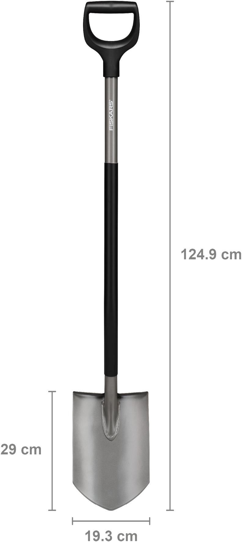 FISKARS Gärtnerspaten rund mit D-Griff – Stahl, 1250 mm Stiel, SoftGrip