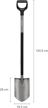 FISKARS Gärtnerspaten rund mit D-Griff – Stahl, 1250 mm Stiel, SoftGrip