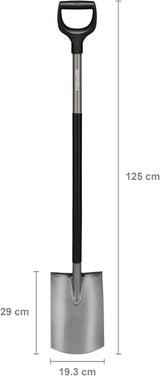 FISKARS Gärtnerspaten rund mit D-Griff – Stahl, 1250 mm Stiel, SoftGrip
