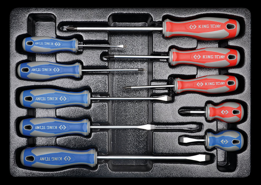 KING TONY Profi-Werkzeuge - Schlitz- und PHILLIPS®-Schraubendreher-Modul-Set - 10 tlg. 931110MR