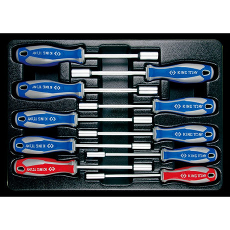 KING TONY Profi-Werkzeuge - Steckschlüssel, Zoll, Schraubendreher - 10 tlg. 930110CR