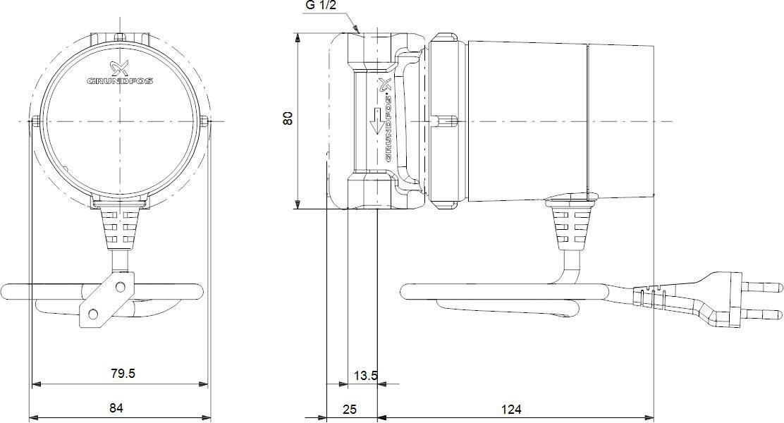 GRUNDFOS COMFORT 15-14 B TU DACH Zirkulationspumpe mit Zeitschaltuhr und Temperatursteuerung