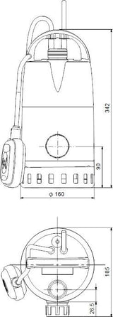 GRUNDFOS Kellerentwässerungspumpe Unilift CC-7 A1 – 0,38 kW, 10 m Kabel, mit Schwimmerschalter