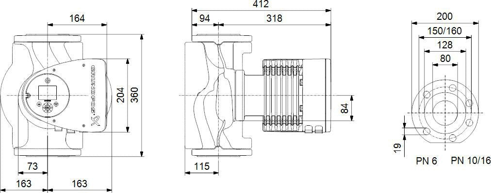 GRUNDFOS MAGNA3 100-120F PN6 Umwälzpumpe – Hocheffizient, elektronisch geregelt, 450 mm, 1x230 V