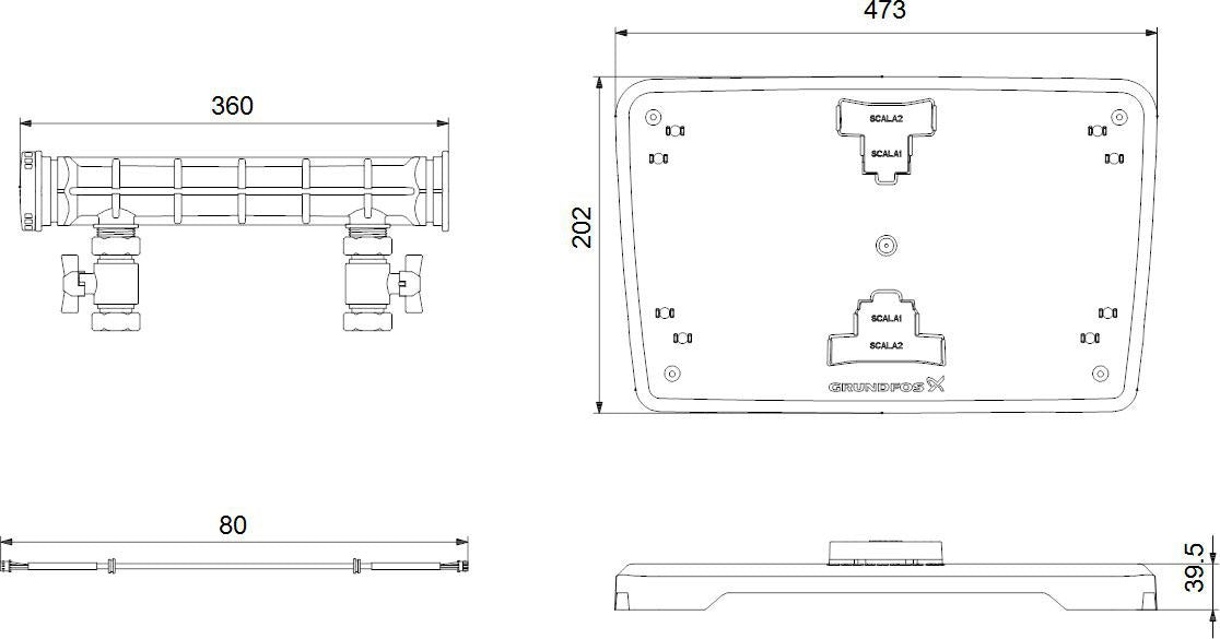 GRUNDFOS Doppelpumpen Set SCALA1 – Montagesatz für Twin-Druckerhöhungssysteme