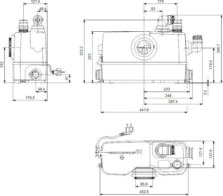 GRUNDFOS Kleinhebeanlage Sololift2 WC-3 0,6 kW 230 V – Fäkalienhebeanlage mit Schneidwerk