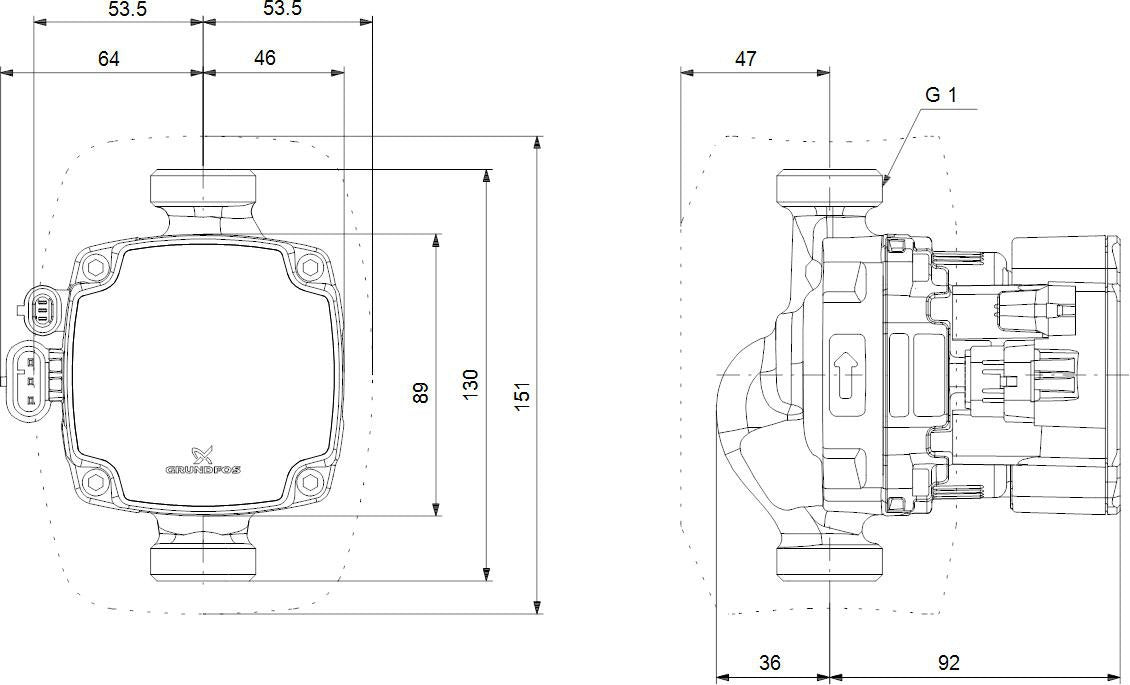 GRUNDFOS Hocheffizienz Umwälzpumpe ALPHA2 GO 15-90 130 220-240V 9H DG0