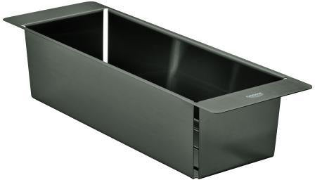 GROHE Edelstahl-Küchenspülen-Sieb 40852 – hard graphite gebürstet, 450x150x100 mm, spülmaschinenfest