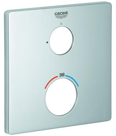 GROHE Rosette 49076 eckig für Thermostat-Fertigmontagesets Chrom – FastFixation & LongLife