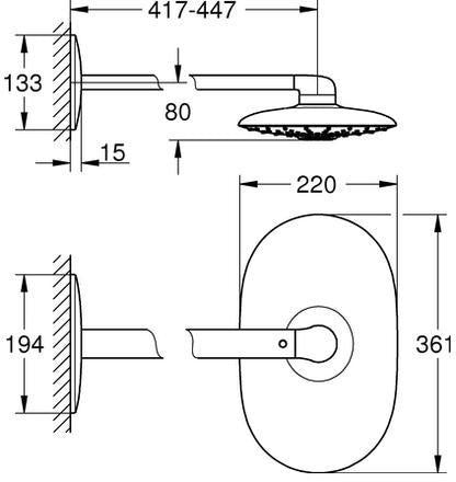 GROHE Rainshower 360 Duo Kopfbrauseset mit 2 Strahlarten und 450 mm Brausearm in Chrom