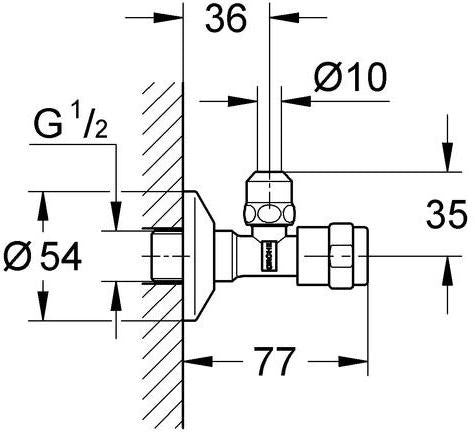 GROHE Eckventil Egaplus 41263 DN15 – Messing, chrom, mit Längenausgleich und Quetschverschraubung
