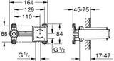 GROHE Einhand-Universal-Einbaukörper 23200 für 2-Loch-Waschtisch-Wandbatterien – SilkMove-Technologie