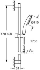 GROHE Tempesta 110 Brausestangenset 600 mm mit Handbrause und Schlauch in Chrom