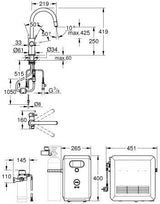 GROHE Blue Professional C-Auslauf Set – Spültisch-Einhandmischer mit Filterfunktion und Bluetooth/WiFi