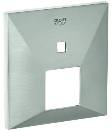 GROHE Rosette 48437 eckig für Einhandmischer-Fertigmontagesets – Chrom, FastFixation, LongLife
