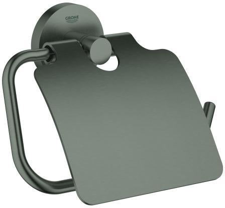 GROHE Essentials WC-Papierhalter mit Deckel – Metall, verchromt, verdeckte Befestigung, Wandmontage