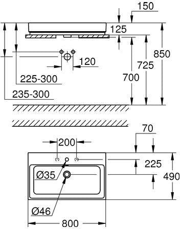 GROHE Cube Keramik Aufsatzwaschtisch 100 cm mit PureGuard und Überlauf – alpinweiß