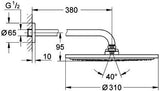 GROHE Rainshower Cosmopolitan 310 Kopfbrauseset mit 380 mm Brausearm, EcoJoy, 8 l/min