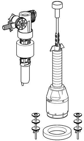 GROHE Servo-Set Austauschgarnitur 43907 mit Füllventil und Ablaufventil für Keramik-Spülkästen