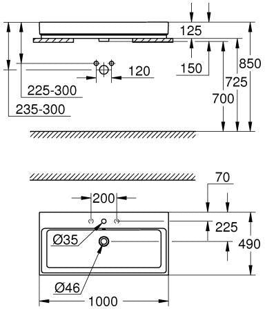 GROHE Cube Keramik Aufsatzwaschtisch 100 cm mit PureGuard und Überlauf – alpinweiß
