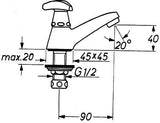GROHE Eckventil 1/2x3/8'' mit Quetschverschraubung, Schubrosette & Metallgriff – Chrom