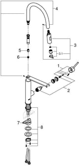 GROHE Concetto Einhand-Spültischbatterie 31491 mit ausziehbarer Profibrause, Chrom – SilkMove & MagneticDocking