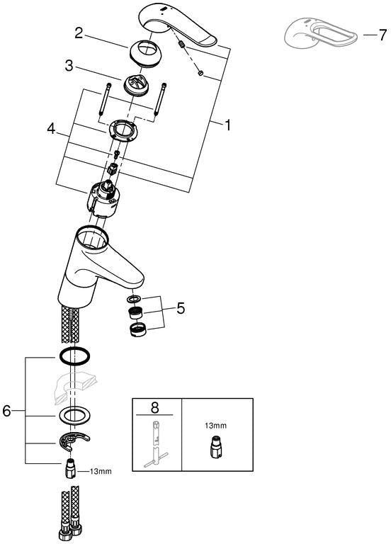 GROHE Eurosmart Care Einhand-Waschtischbatterie – hohe Ausführung, chrom, mit Temperaturbegrenzer