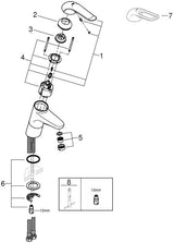 GROHE Eurosmart Care Einhand-Waschtischbatterie – hohe Ausführung, chrom, mit Temperaturbegrenzer