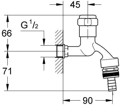 GROHE Armaturenkombination 41154 DN15 Rohrbelüfter Bauform C chrom – Sicherheit für Waschmaschinenanschluss