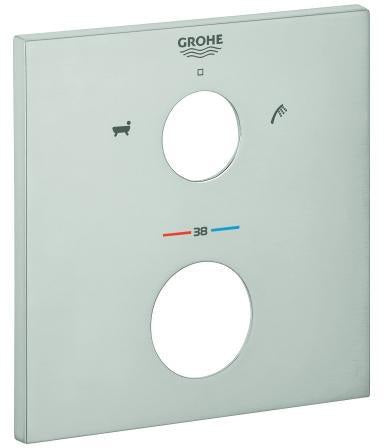 GROHE Rosette 49103 eckig für THM-Fertigmontagesets – Chrom, QuickFix, StarLight