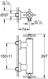 GROHE Atrio 2-Griff-Brausebatterie Wandmontage Kreuzgriffe Chrom – 26895