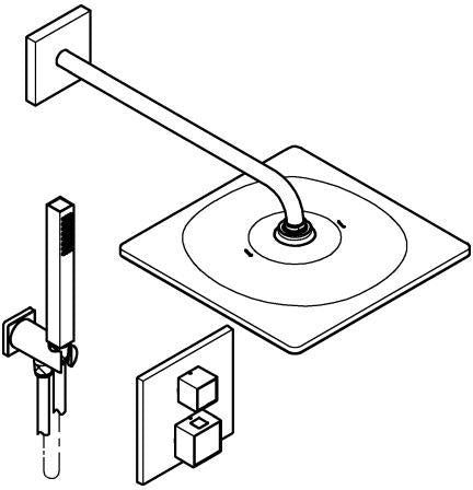 GROHE Grohtherm Cube Unterputz-Duschsystem mit Thermostat, 2 Abgängen und Rainshower Mono 310 Cube, Chrom