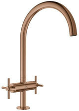 GROHE Atrio 2-Griff-Spültischbatterie C-Auslauf chrom – Keramik-Oberteile & 150° Schwenkbereich