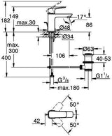 GROHE Cubeo Einhand-Waschtischbatterie S-Size mit Zugstangen-Ablaufgarnitur und SilkMove-Technologie in Chrom