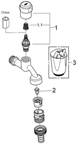 GROHE Armaturenkombination 41154 DN15 Rohrbelüfter Bauform C chrom – Sicherheit für Waschmaschinenanschluss