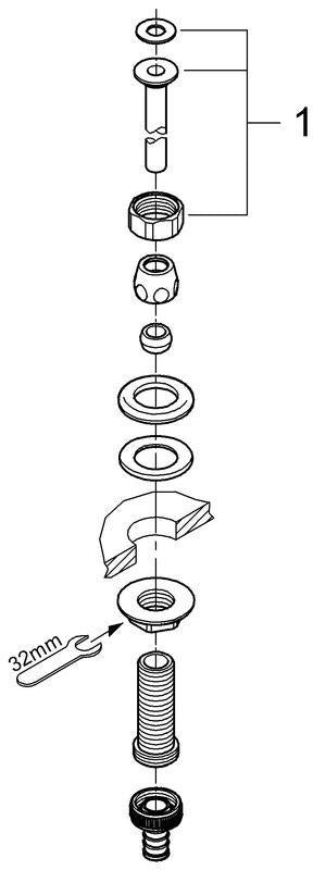 GROHE Eggemann WAS-Spülendurchführung 41130 DN15 bis 70 mm verstellbar chrom