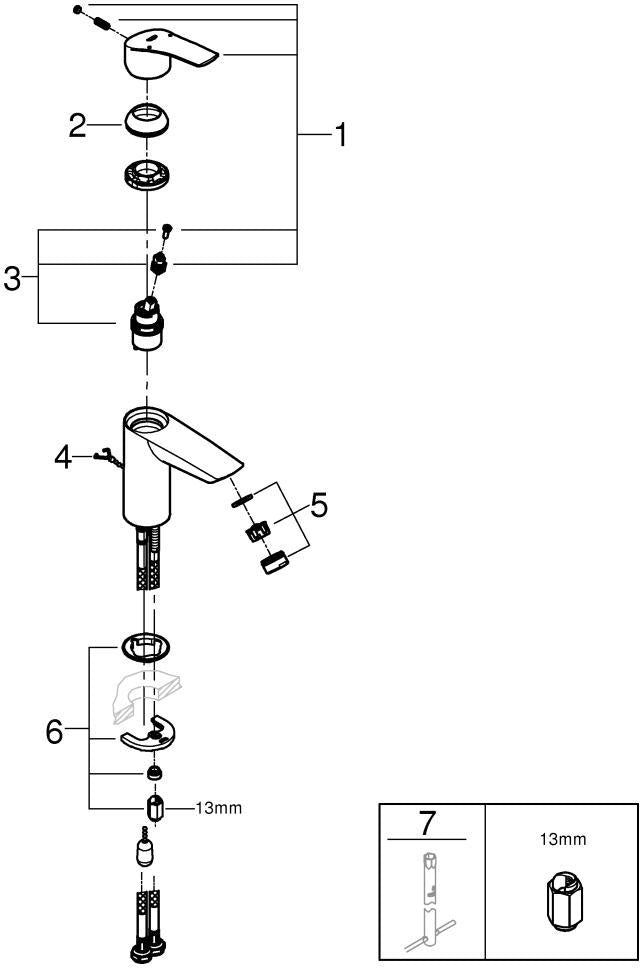 GROHE Eurosmart Einhand-Waschtischbatterie S-Size Chrom mit versenkbarer Kette