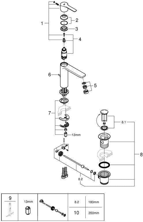 GROHE Lineare Einhand-Waschtischbatterie S-Size mit Temperaturbegrenzer und SilkMove Technologie in Chrom