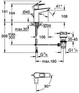 GROHE BauLoop Einhand-Waschtischbatterie M-Size mit Kaltstart-Funktion und EcoJoy – Chrom